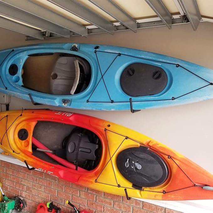 TORACK Kayak Storage Rack, Kayak Wall Mount for Garage Indoor/Outdoor Lightweight Kayaks Holders for Surfboards, Skis, Snowboards, Paddle Boards Holds Up to 50 lbs(Pack of 6)