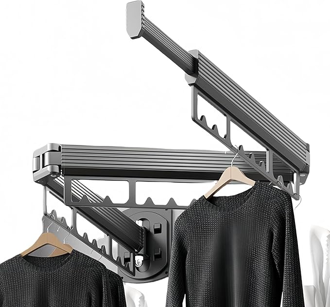 Mounted Wall Drying Rack, Laundry Hanger Dryer Rack, Laundry Hanger Rack, Wall Mounted Clothes Rack, Laundry Room Hanging Rack(Foldable/High-Bearing/Never Fall Off/Third Generation/Grey)