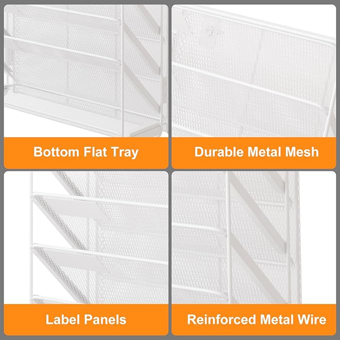 Kuntine.B Wall File Organizer Hanging Magazine Holder (White, 7 Tier 2 Pack)