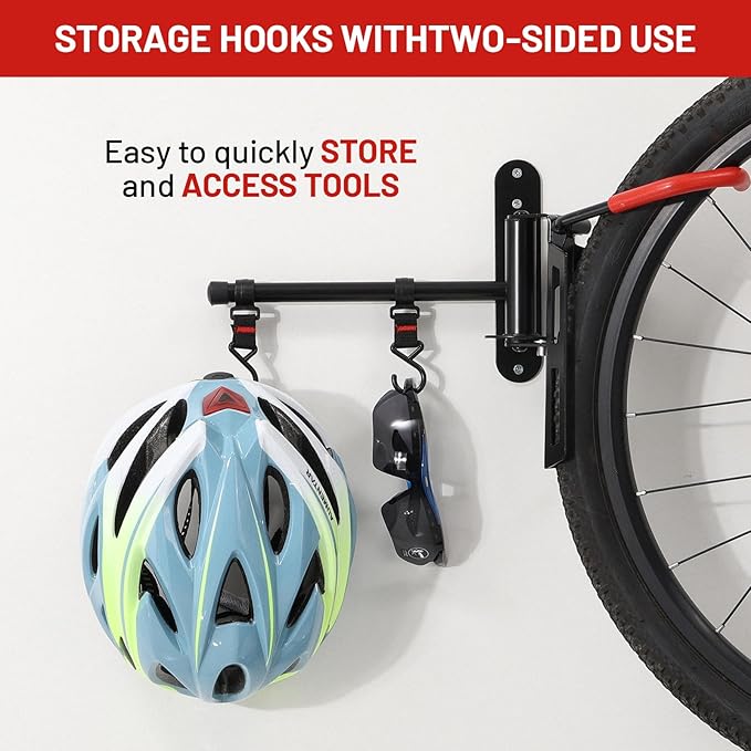 Swivel Bike Wall Mount, Bike Hangers for Garage, Space-Saving Vertical Bike Rack, Sturdy Bike Storage Rack Holds Up to 66lbs with No-scratch Protection, Easy to Install, 1 Pack