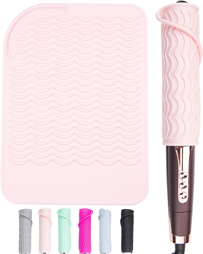 Heysam Professional Heat-Resistant Silicone Mat Flat Iron Hair Straightener Pad for Hair Styling Hot Tools, Curling Iron Travel Flat Iron Case Heat Resistant, Size 9.0 x 6.5 inches, Multiple Colors