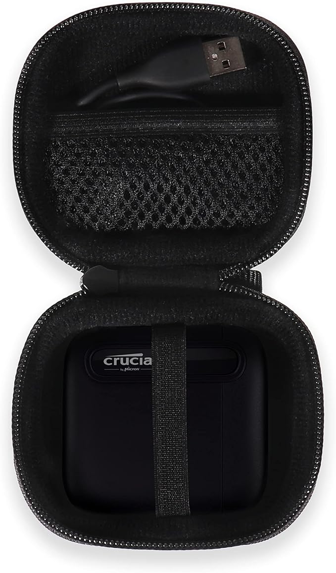CaseSack Case for Crucial X6 500GB, 1TB, 2TB, 4TB Portable SSD, Handy Organizer (Black)