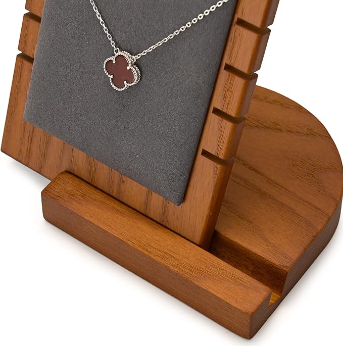 Oirlv Solid Wood Necklace Organizer Showcase Necklace Display Stand Jewelry Display Holder (Grey)
