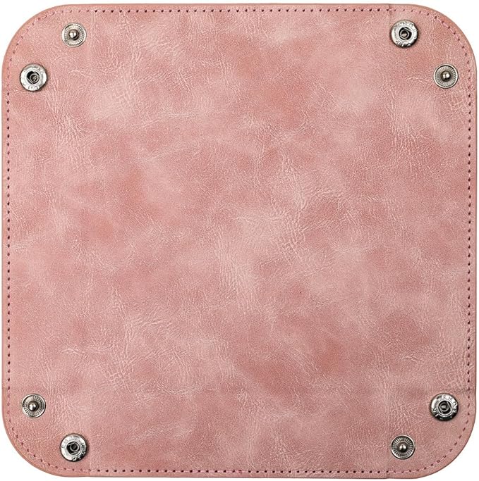 siduater Valet Tray Desktop Storage Organizer – Vegan Leather Catchall Bedside Vanity Tray Nightstand Caddy Holder for Remote Controller, Watch, Keys, Phone, Wallet, Coin, Jewelry, Stone Pink