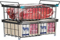 iSPECLE Freezer Organizer Bins - Fit 10 to 20 Cu Ft Chest Freezer, 2 Pack Large Expandable Stackable Deep Freezer Organizer Bins Sort and Easily Get Food without Digging in the Freezer, Black
