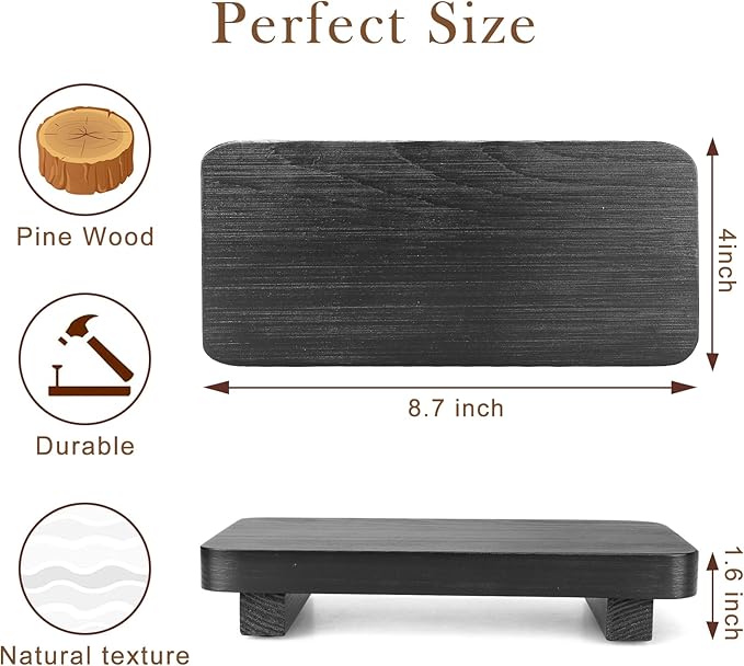 Small Black Kitchen Sink Soap Holder for Counter Dish Soap Dispenser Wooden Display Risers for Bathroom Decor Farmhouse Wood Pedestal Stand Kitchen Accessories Countertop Vanity Decorative Tray