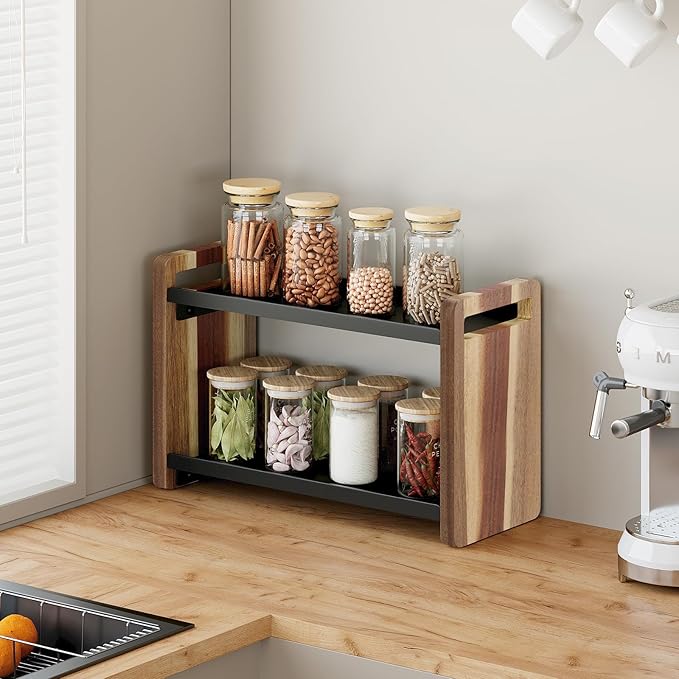 Bathroom Counter Organizer,Bathroom Counter Shelf,Bathrooms Organizers,Under Sink Organizer,Cologne Organizer for Men,Cologne Stand,Spice Rack,Cabinet Organizers(Brown 2 Tier)