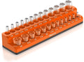 Olsa Tools Magnetic Socket Organizer | 1/4-inch Drive | SAE Orange | Holds 26 Sockets | Professional Quality Tools Organizer
