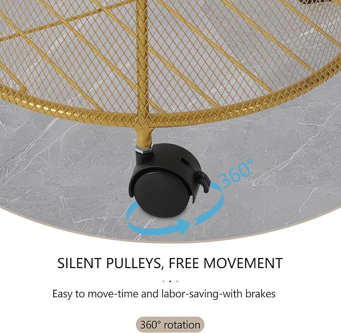 Laundry Hamper with Wheels,Round Metal Laundry Basket Cart,Portable Laundry Hamper Sorter Cart,Bathroom Dirty Clothes Basket Toy Storage Basket (Gold)