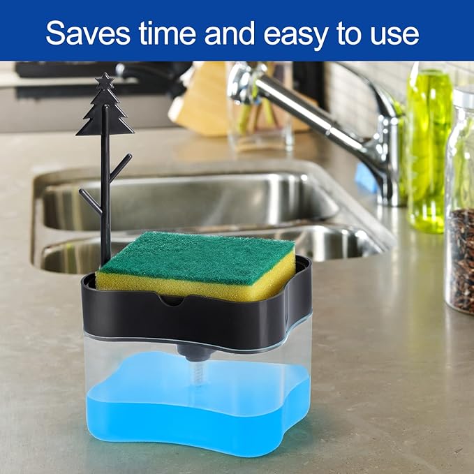 Premium Quality Dish Soap Dispenser - Countertop Kitchen Soap Dispenser, Sink Dish Washing Soap Dispenser 13 Ounces (Sponge Included)