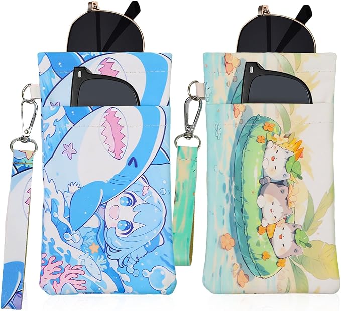 Double Eyeglass Case Soft Dual Glasses Case for Women Men Travel Squeeze Top Sunglasses Cases Eyeglasses Pouch