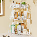 VITVITI 3 Tier Corner Bathroom Counter Organizer, Metal Bathroom Countertop Organizer Shelf Storage, Bath Room Sink Makeup Organizers for Vanity Skincare with Hooks, White