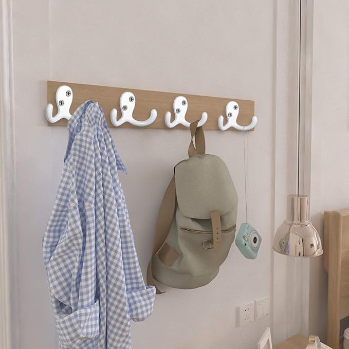 IBosins 28 Pack Heavy Duty Double Prong Coat Hooks Wall Mounted with 56 Screws Retro Double Hooks Utility Hooks for Hanging Coat, Scarf, Bag, Towel, Key, Cap, Cup, Hat