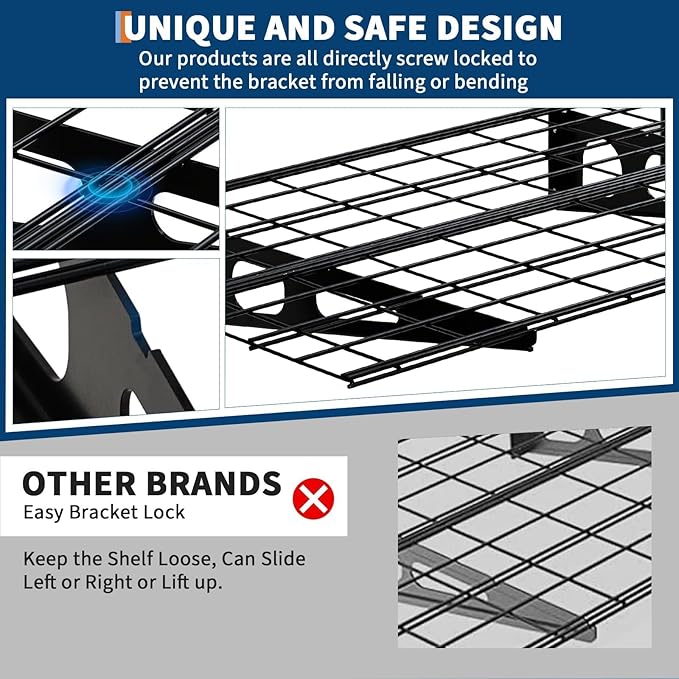 2 Pack 2x6 FT Garage Shelves Wall Mounted,1600 LBS Heavy Duty Wall Shelf with Adjustable Distance,for Garage,Kitchen Laundry,Shopping Mall and Tool Room,Black