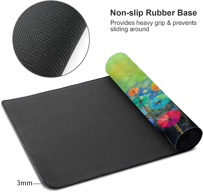 Desk Mat,Abstract Watercolor Flowers Extended Gaming Mouse Pad for Office Work & Game,Computer Keyboard Mouse Mat Desk Non-Slip Rubber Base Large Mousepad with Stitched Edges, 31.5x15.7inch