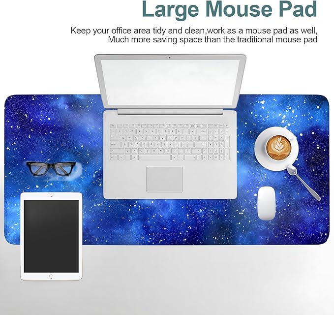 Starry Sky Gaming Mouse Pad 35.4"x15.7"Desk Mat Anti-Slip Rubber Base & Durable Stitched Edges for Gamers Smooth Mouse Writing Surface for Desk Office/Home
