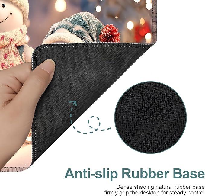 Six Snowmen Gaming Mouse Pad 31.5"x11.8"Desk Mat Anti-Slip Rubber Base & Durable Stitched Edges for Gamers Smooth Mouse Writing Surface for Desk Office/Home