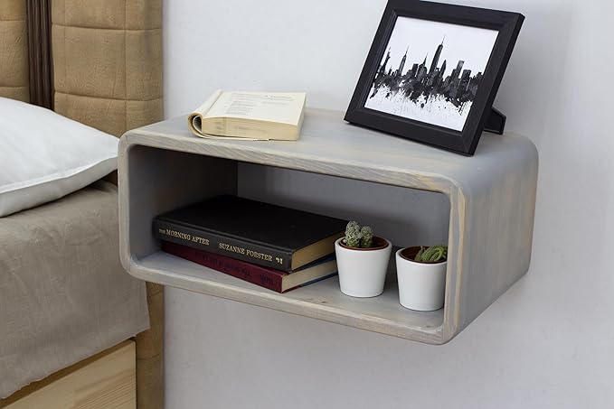Floating Nightstand Wooden, Bedside Table, Nightstand Shelf, Handmade, Wall Mounted Bedside Shelf, Minimalist and Unique Style (Istanbul)