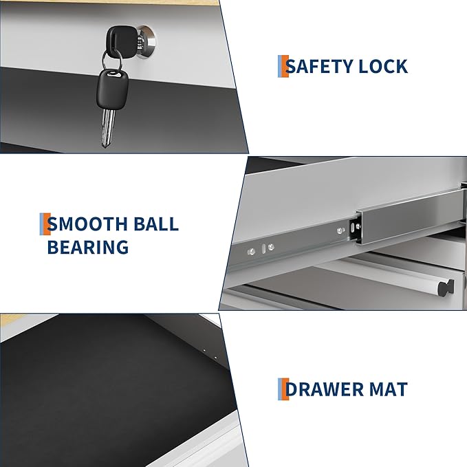 61 in Tool Chest, Tool Box Mobile 9 Drawers Storage Rolling Cabinet with Wheels Lock Key Locking System Drawer Liners for Garage Warehouse Repair Shop