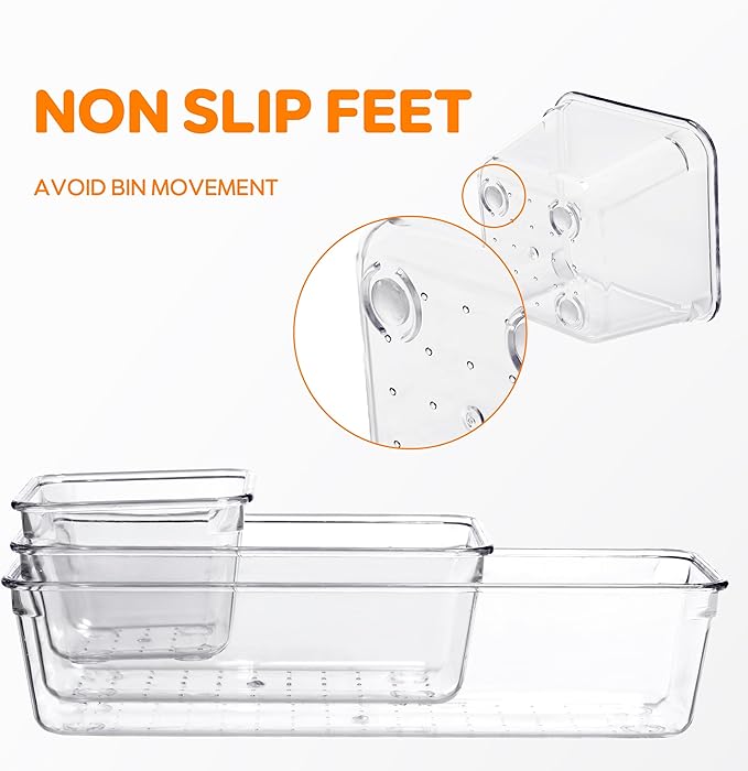 Citylife 4PCS Plastic Storage Bins with Organizer Tray, Stackable Clear File Box, Versatile Craft Storage for Office, Kitchen, Bathroom and School Supplies, 24-pack