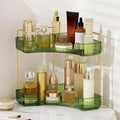 Corner Bathroom Countertop Organizer, Vanity Trays for Counter, Makeup Organizers, Perfume Tray, Kitchen Spice Rack, (Green, 2 Tiers)