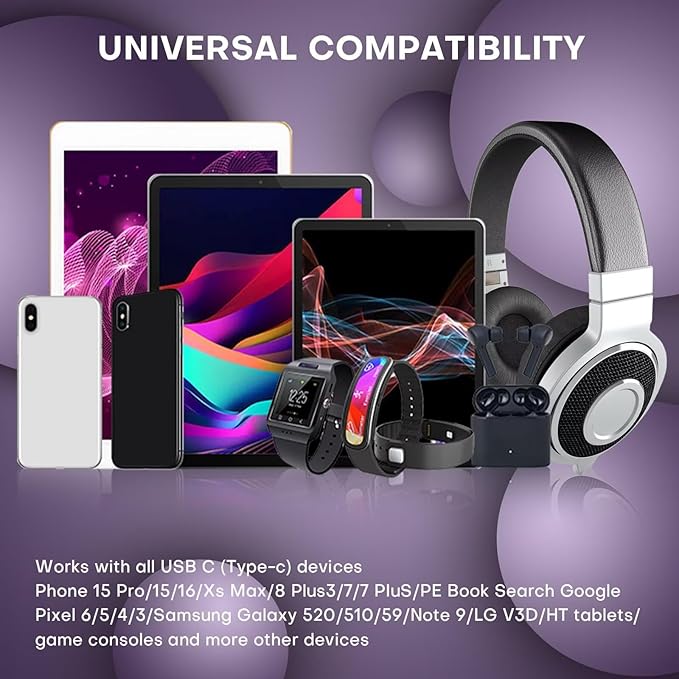 USB C Magnetic Adapter 240W, Can Be Type-C Cord Into Right Angle Magnetic USB C Charging Cable, Magnet Charger USBC 90 Degree Adapter 180 OTG Tips for iPhone 17/16/15 Tablet(4 Pack Purple)