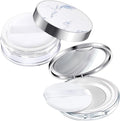 Cunhill 2 Pcs Loose Powder Container with Puff 0.17/0.7 oz Reusable Plastic Empty Case Portable DIY Makeup Powder Container Compact Case with Mirror and Net Sifter(Silver,Marble)