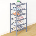 Smiry Bamboo Shoe Rack for Closet, 6 Tier Small Wooden Stackable Shoe Organizer, Free Standing Shoes Storage Shelf for Entryway, Front Door Entrance, Grey