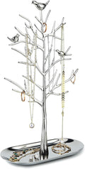 MORE&LESS Branch Jewelry Rack with metal tray,Luxury color,Tree Tower Rack Hanging Organizer for Ring Earrings Necklace Bracelet,Suitable for living rooms, bathrooms,offices,etc.