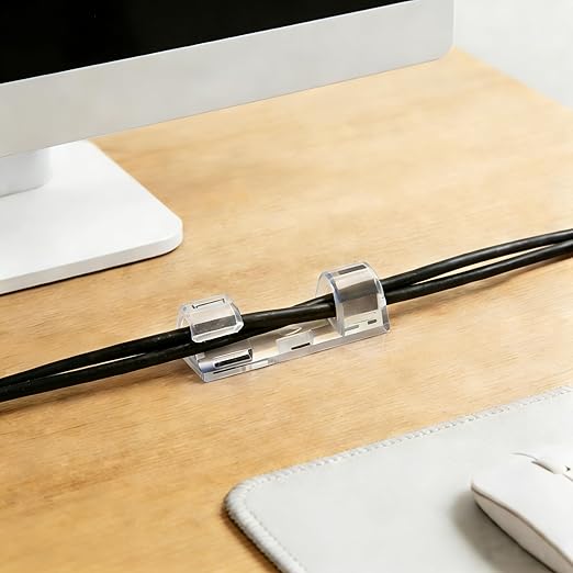 40PCS Strong Adhesive Cable Clips Clear, Premium Wire Holders for Wall, Strong Cord Organizer Under Desk, Car, PC