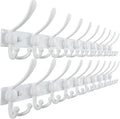Dseap MaxStrong 2.0 Coat Rack Wall - 37” Long 10 Tri Hooks - Ultra Heavy-Duty Stainless Steel Wall Mount Coat Hanger, Hook Rail for Clothes Hats Jacket Towels White, Pack of 2