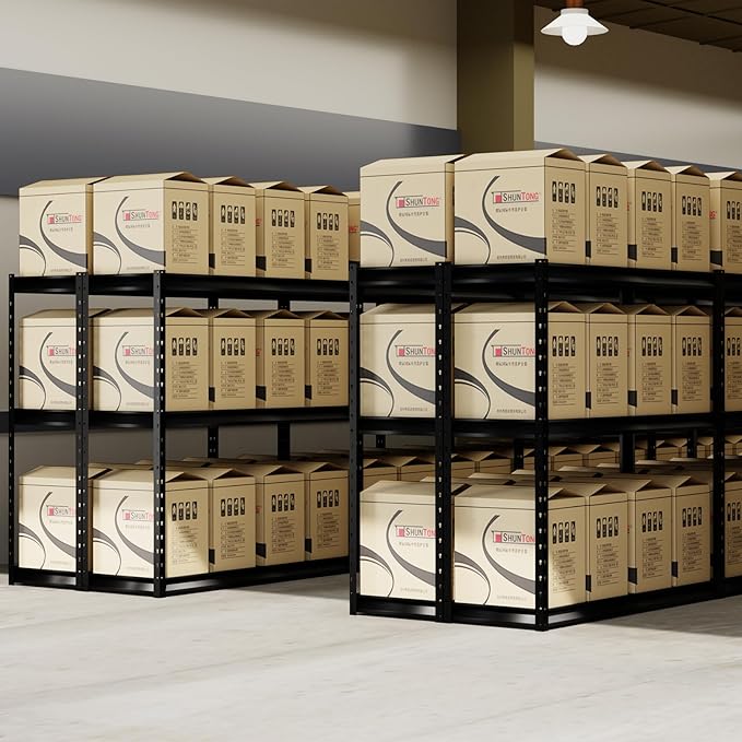 The Atlas 72" H Metal Garage Shelving Unit, 3-Tier Heavy Duty Storage Shelves, 7500 LBS Load Capacity, Industrial Steel Shelf Rack for Shop Warehouse Basement, 77”W x 24”D x 72”H
