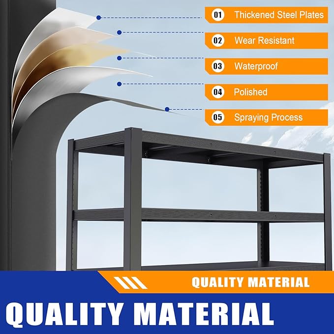 84''H Garage Shelving Heavy Duty, 3050LBS Storage Shelves, Adjustable Metal Shelf, Strong Steel Shelving, Metal Storage Rack for Garage Organization, Basement, Workshop.