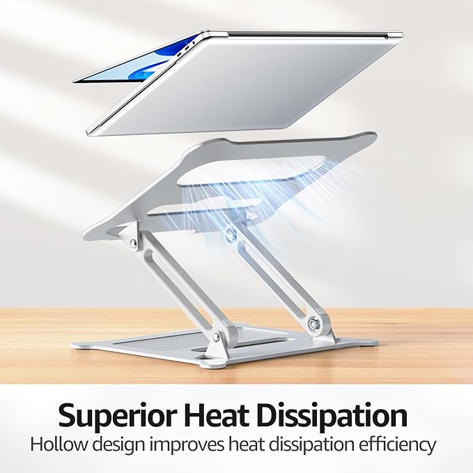 Urmust Laptop Notebook Stand Holder Adjustable Ultrabook Stand Riser Portable Compatible with MacBook Air Pro HP Dell XPS Lenovo All laptops 10-15.6"(Silver)