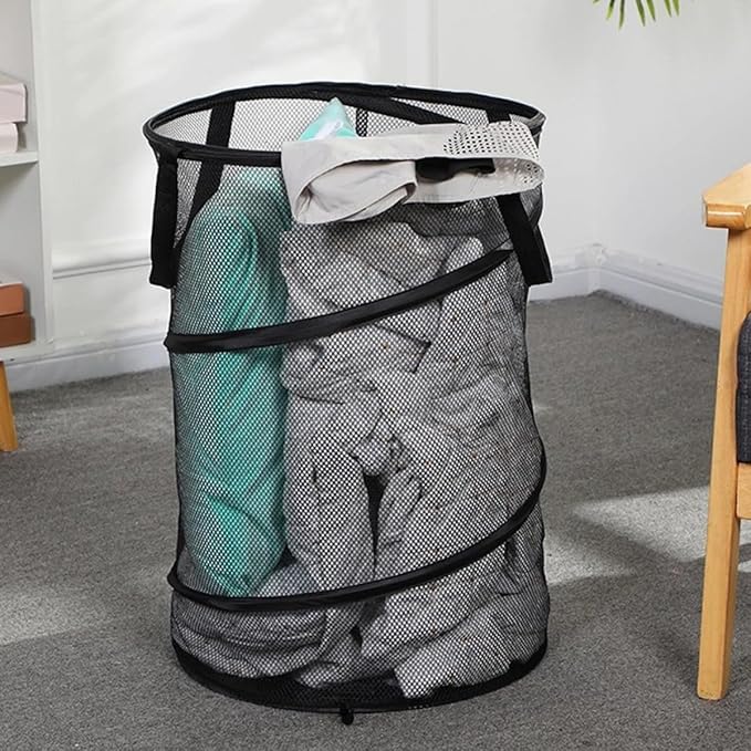 BESPORTBLE Foldable Laundry Basket with Handles Large Capacity Mesh Clothes Storage Container Portable Collapsible Hamper for Home Camping Dorm Travel Space-saving Organizer