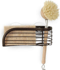 Spectrum Sink Sponge and Brush Holder with Suction Cups Ashley 2 in 1 Sink Caddy Bronze, No Rust Easy Mount Suction Cup Kitchen Sponge and Brush Holder Hanging Wire Cradle Promotes Quick Drying