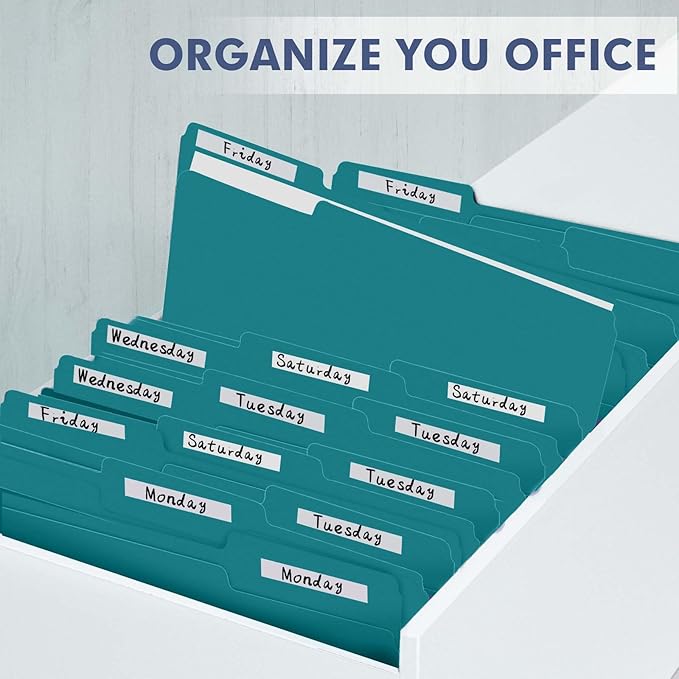 File Folder, PANDRI 120 Pack File Folder, 1/3 Cut Tab, Letter Size, Filing Folder for Office School Business, Turquoise