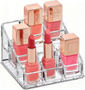 Clear Acrylic Lipstick Lip Gloss Organizer 9 Slots Small Comestic Display Holder for Nail Polish Essential Oil