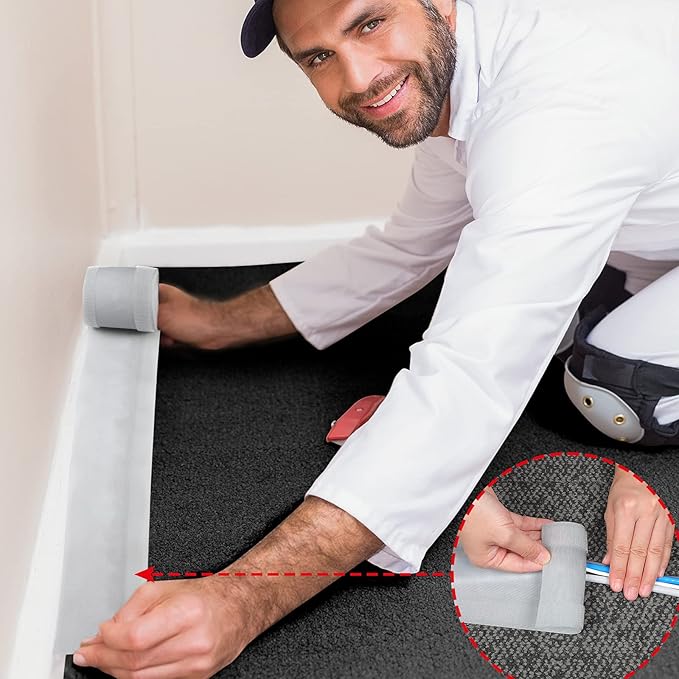 WILLBOND Carpet Cord Cover Cable Protector Floor Cover Cable Protector Management Only for Commercial Office Carpet(19.69 ft,Grey)