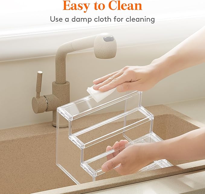 Lifewit 4 Tier Perfume Stand Organizer for Women, Plastic Display Riser, Tool-Free Assembly, Fragrance Makeup Cosmetics Shelf for Vanity Bedroom Bathroom Storage Organization, Clear, 9 Inch, 1 Pcs