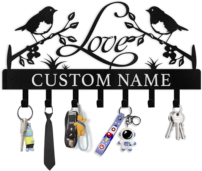 Personalized Key Holder Wall Mount - Key Holder for Wall, Custom Name Key Rack, Metal Key Holder Hooks Organizer, Wedding Housewarming Gift, Key Hanger Decor for Entryway, Hallway, Bedroom