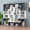 Expandable Bookcase with Adjustable Width,Wooden Room Divider Bookshelf,Standing Display Storage Organizer for Living Room,Study Room or Home Office