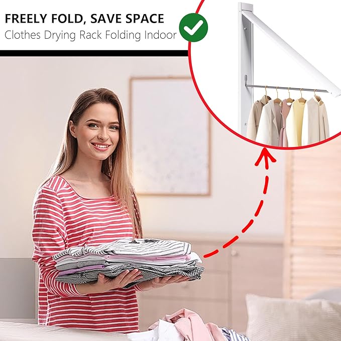 Retractable Clothes Drying Rack,Space Saver Wall Mounted Folding Hanger for Laundry Room, Closet Storage Organization, Easy Installation Aluminium Dryer 1pcs