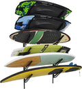 6 Board Surf Rack Wall Mount for Surfboard, Wakeboard, Snowboard Storage Adjustable Wall Hangers Boards Display
