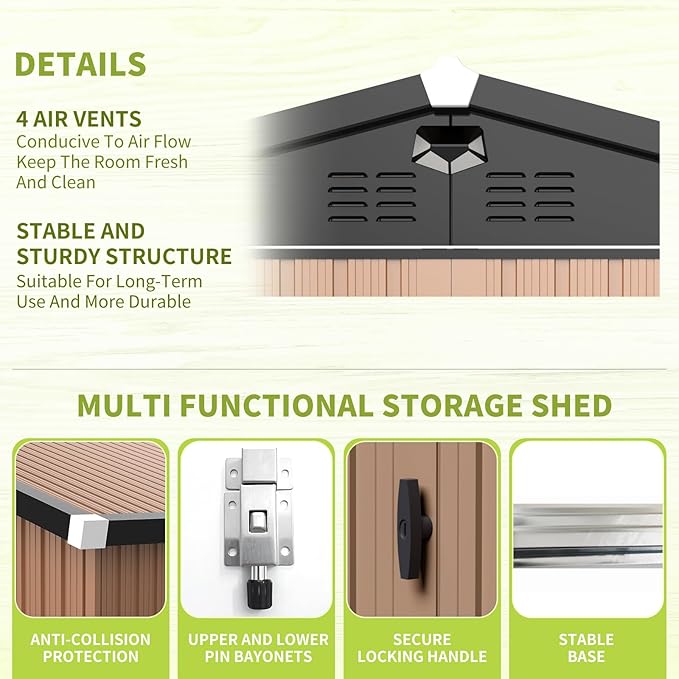 Metal Storage Shed,10x12 Outdoor Storage Building,Large Backyard Sheds with Lockable Door,Waterproof Outside Storage Shed