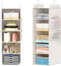 Extra Deep Hanging Closet Organizers and Storage, 5-Tier Closet Hanging Organizer with 4 Mesh Pockets, Heavy-Duty Closet Shelves for Clothes and Hats, Ideal for Dorms and RVs, 1-Pack, White