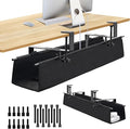 Under Desk Cable Management Tray, Clamp-On Cord Organizer，No Drilling Required, Holds Up to 22 lbs, for Cords, Routers, Power Strips (Black, 28.4inch)