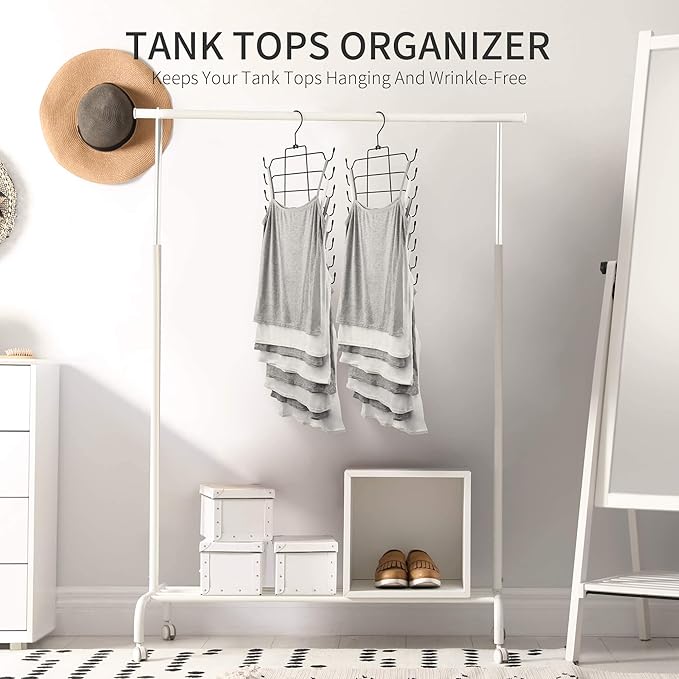 2 Pack Tank Top Hanger, Bra Organizer for Closet, Hanging Space Saving Sport Bra Lingerie Holder Closet Organizers and Storage, College Apartment Essentials, Black
