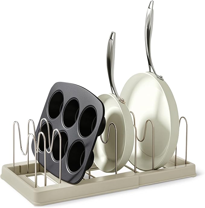 Amazon Basics Cookware and Bakeware Organizer, Includes 10 Dividers, Stainless Steel, Expandable from 12.2 in. - 20.7 in