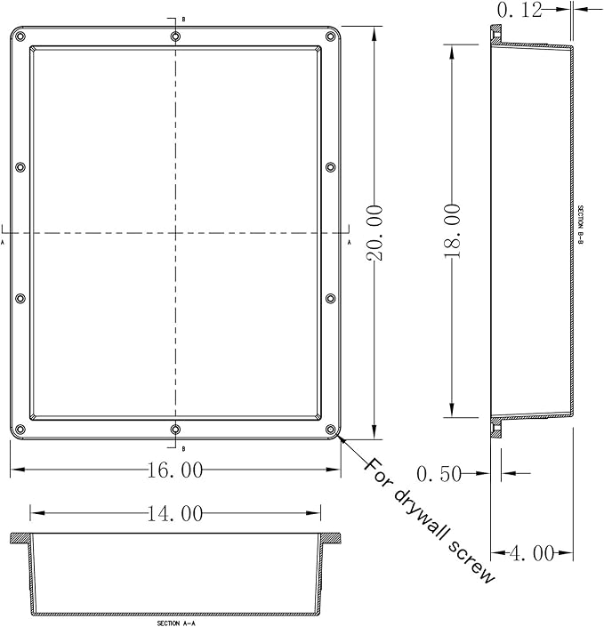 Ready For Tile Waterproof Leak Proof 16" x 20" Bathroom Recessed Shower Niche - Single Bathroom Shelf Organizer Storage For Shampoo & Toiletry Storage - Flush Mount Installation